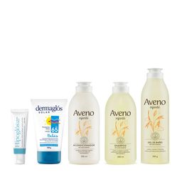 Combo Cuidado Infantil Aveno Gel de Baño x 250 ml + Shampoo x 250 ml + Acondicionador x 250 ml + Protector Solar FPS +65 + Crema Hipoglós x 30 g