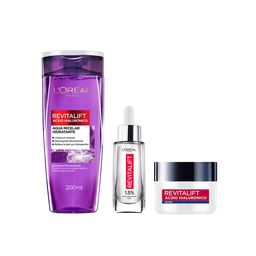 Combo Revitalift Esenciales Noche L'Oreal Paris Agua Micelar x 200 ml + Sérum Hialurónico x 30 ml + Crema de Noche x 50 ml