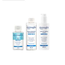 Combo Limpieza Facial Dermaglós Desmaquillante Bifaz x 100 ml + Leche de Limpieza x 200 ml + Tónico Descongestivo x 200 ml