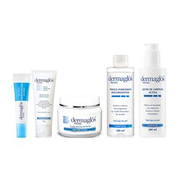 Combo Facial Dermaglós Crema de Día + Crema de Noche + Leche de Limpieza + Tónico Descongestivo + Contorno de Ojos