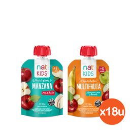 Combo Puré de Frutas Nat Multifruta + Manzana x 90 g x 18 un