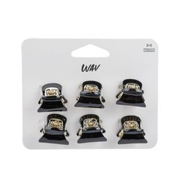 Set de Mini Broches Wav de Resina Negros x 6 un