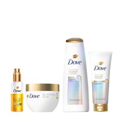 Kit Dove Bond Intense Repair Shampoo x 400 ml + Acondicionador x 250 ml + Sérum Capilar x 110 ml + Máscara de Tratamiento x 250 g