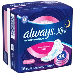 Toallas Femeninas Always Xtra Noches Tranquilas Suave x 8 un