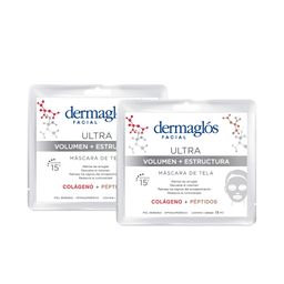 Combo Máscara de Tela Dermaglós Ultra Volumen y Estructura x 15 ml x 2 un