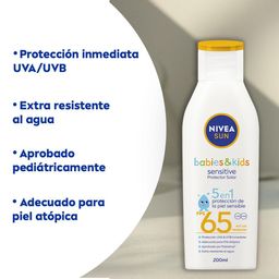 Protector Solar Nivea Sun Babies & Kids Sensitive 5 en 1 Fps 65 Piel Sensible x 200 ml