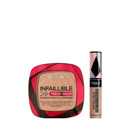 Combo L'Oreal Paris Base en Polvo 220 Sand + Corrector 329 Cashew