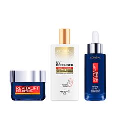 Kit Rutina Retinol Día y Noche: Crema Día Retinol, UV Defender Fluido y Sérum Noche Retinol