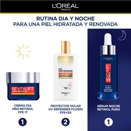 Kit Rutina Retinol Día y Noche: Crema Día Retinol, UV Defender Fluido y Sérum Noche Retinol