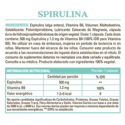 Suplemento Dietario Pure Wellness Spirulina 500 mg x 30 Cápsulas