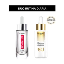 Combo L'Oreal Paris Sérum Revitalift x 30 ml + Sérum Uv Defender +50 x 30 ml