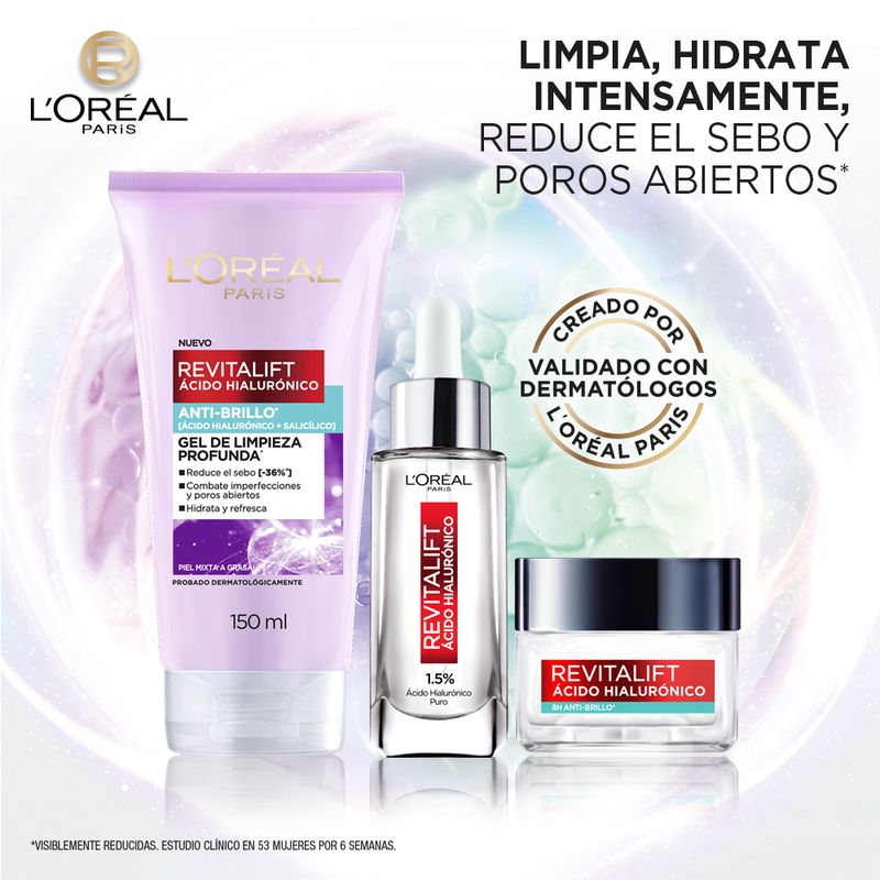 kit-completo-pieles-mixtas-loreal-paris-Gel-de-limpiez-serum-rostro-gel-crema--protector-solar-fps-50