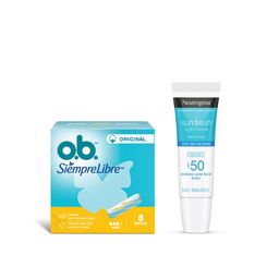 Combo Tampones OB Siempre Libre Medio x 8 un + Protector Solar Facial Neutrogena Hydro Boost Sin Color FPS 50 x 40ml