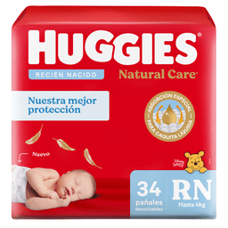 Pañales Huggies Natural Care Recién Nacido x 34 un