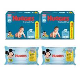 Combo Mes Completo Pañales Huggies Protect Plus