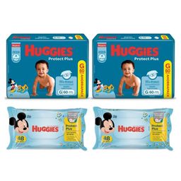 Combo Mes Completo Pañales Huggies Protect Plus