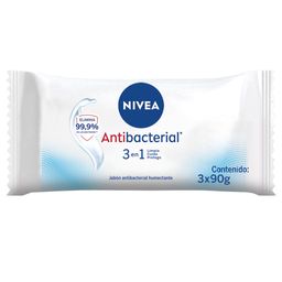 Jabón Humectante Nivea Antibacterial 3 en 1 x 3 un x 90 g