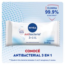 Jabón Humectante Nivea Antibacterial 3 en 1 x 3 un x 90 g