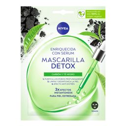 Mascarilla de Tela Nivea Detox con Serum, Carbón y Té Negro 1 un