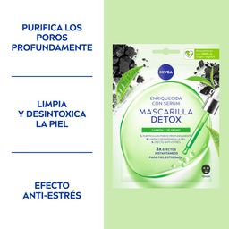 Mascarilla de Tela Nivea Detox con Serum, Carbón y Té Negro 1 un