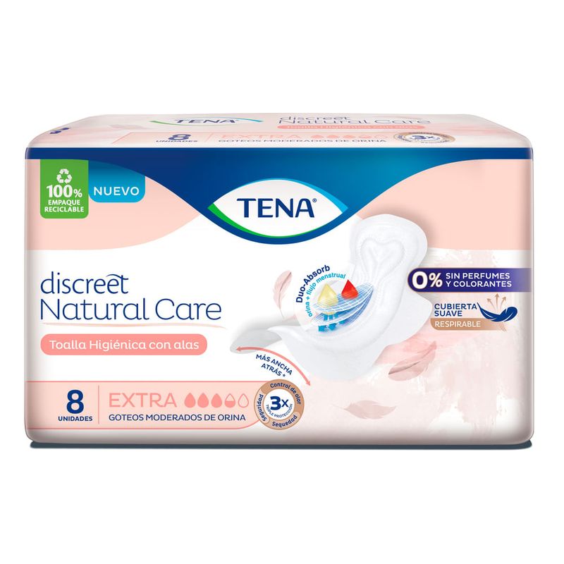 toallas-femeninas-tena-discreet-natural-care-con-alas-x-8-un