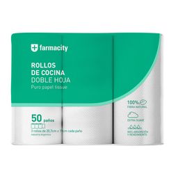Rollo de Cocina Farmacity 3 Rollos x 50 Paños c/u