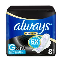 Toallas Femeninas Always Noche Ultrafinas Seca x 8 un