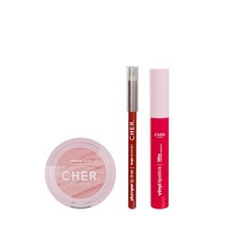Kit Cher Rubor + Labial Líquido + Delineador de Labios