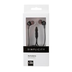 Auriculares Simplicity con Micrófono Metalizados Negros