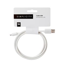 Cable USB Micro USB Simplicity Blanco 1M 2A