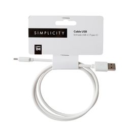 Cable USB Type-C Simplicity Blanco 1M 2A
