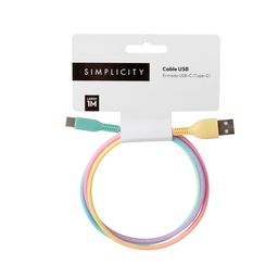 Cable USB Type-C Simplicity Rainbow 1M