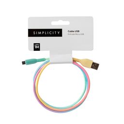 Cable USB Micro USB Simplicity Rainbow 1M