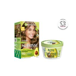 Combo Tratamiento Garnier Fructis Hair Food Máscara de Nutrición x 350 ml + Kit Coloración Permanente Nutrisse ClásicosTono 70 Almendra Clasico