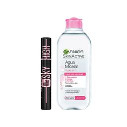 Combo Máscara de Pestañas Maybelline Lash Sensational Sky High Cosmic + Agua Micelar Garnier Skin Active x 400 ml