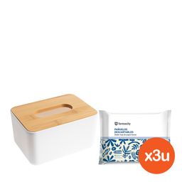Combo Caja para Pañuelos Simplicity Mediana + Pañuelos Farmacity Flowpack x 50 un