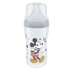 Mamadera Nuk Perfect Match +3 Meses Control de Temperatura Mickey Mouse Gris x 260 ml