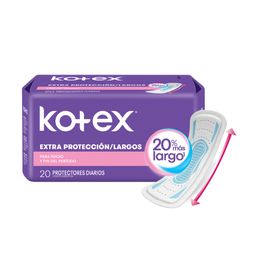 Protectores Diarios Kotex Largos Extra Protección x 20 un