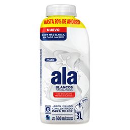 Jabón Líquido Ala Blancos Más Blancos Concentrado para Diluir x 500 ml