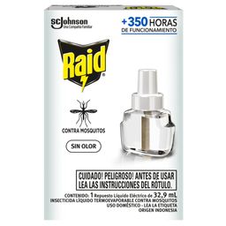 Repuesto Insecticida Líquido Raid Proteccion Sin Olor +350 hs x 32,9 ml
