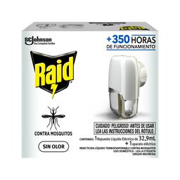 Insecticida Líquido Raid Protección Contra Mosquitos Sin Olor +350 hs + Aparato x 32,9 ml