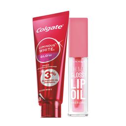 Combo Brillo Labial Rimmel Glossy Lip Tono 001 + Pasta Dental Colgate