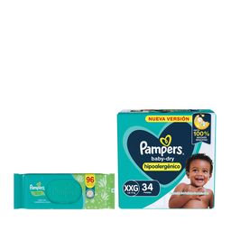 Combo Pampers Babydry XXG x 36 un + Toallitas