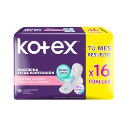 Toalla Femenina Kotex Extra Protección Nocturnas x 16 un