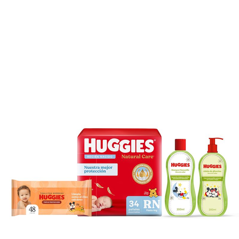 246516_combo-huggies-natural-care-panales-talle-rn-toallitas-humedas-triple-proteccion-con-oleo-calcareo-jabon-liquido-shampoo-hora-de-sonar_imagen-1