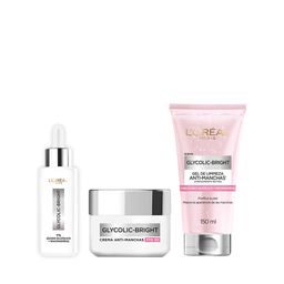 Kit Facial L'Oréal París Glycolic Bright Gel + Crema +Sérum