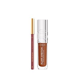Combo L'Oreal París Brillo Labial Plump Ambition + Delineador de Labios Color Riche Le Lip Crayon
