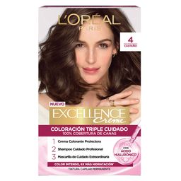 Kit Tintura Excellence Creme Triple Cuidado 4 Castaño x 47 g