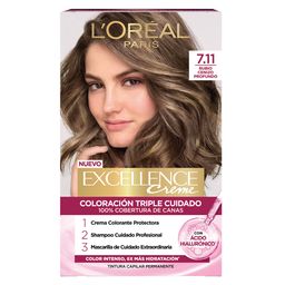 Kit Tintura Excellence Creme Triple Cuidado 7.11 Rubio Ceniza Profundo x 47 g