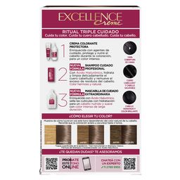 Kit Tintura Excellence Creme Triple Cuidado 7.11 Rubio Ceniza Profundo x 47 g